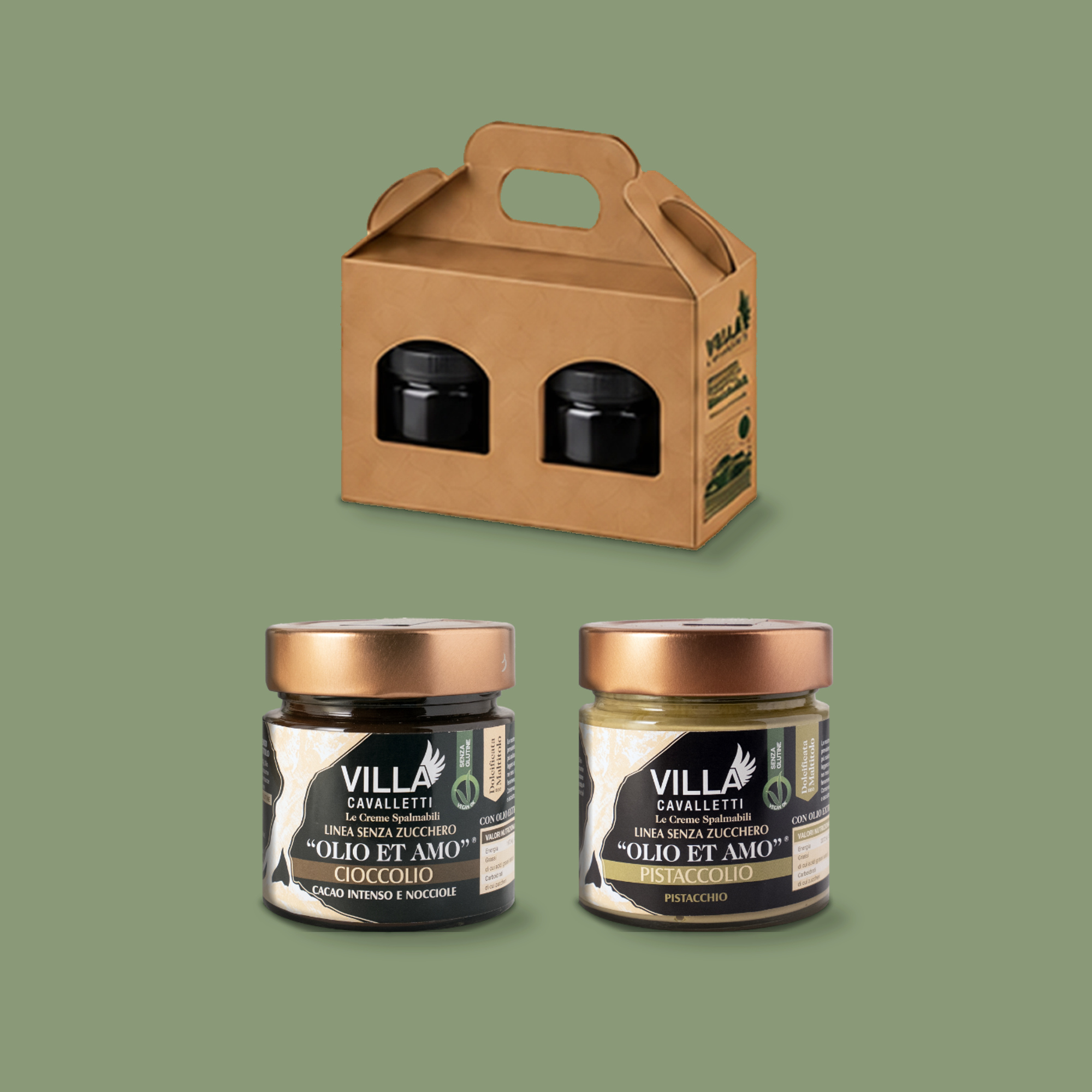 DUE CREME SPALMABILI Cioccolio + Pistaccolio